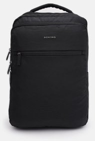 Вместительный мужской рюкзак из черного полиэстера на молнии Aoking 71561