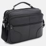 Чоловіча чорна сумка-портфель із фактурної шкіри на два відділення Keizer 71661 - 2
