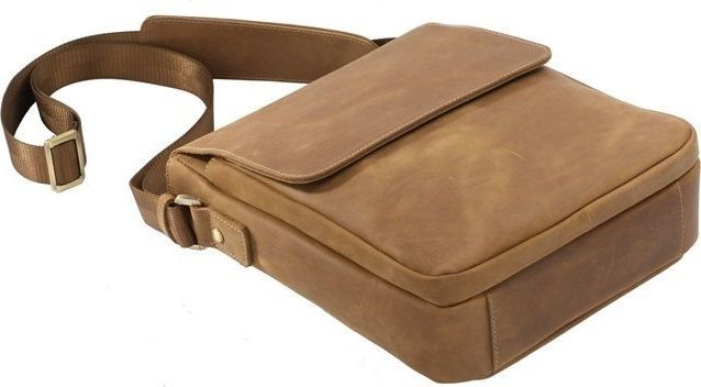 Світло-коричнева чоловіча сумка на плече з натуральної шкіри VINTAGE STYLE (14184)