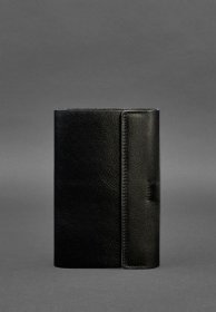 Кожаный блокнот (софт-бук) в угольно-черном цвете на магнитах - BlankNote (42061)