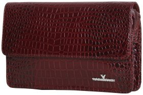 Клатч из натуральной кожи под фактуру кроко Vip Collection 102361 коричневого цвета