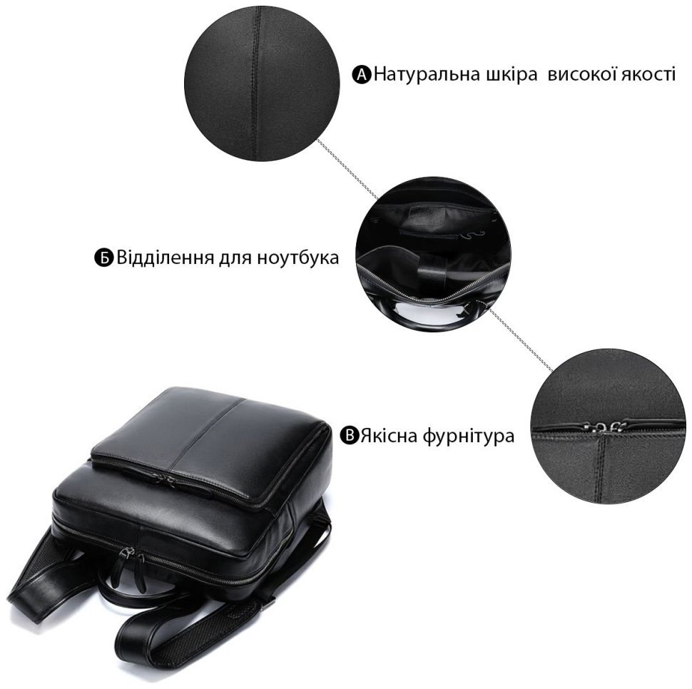 Кожаный городской рюкзак в классическом стиле VINTAGE STYLE (14822) modnotak фото №10