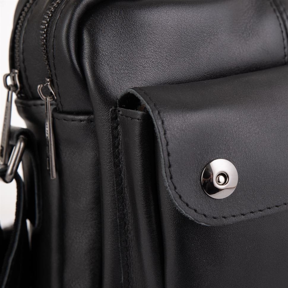 Небольшая мужская сумка на плечо из натуральной кожи с двумя отделениями на молниях TARWA (19870)