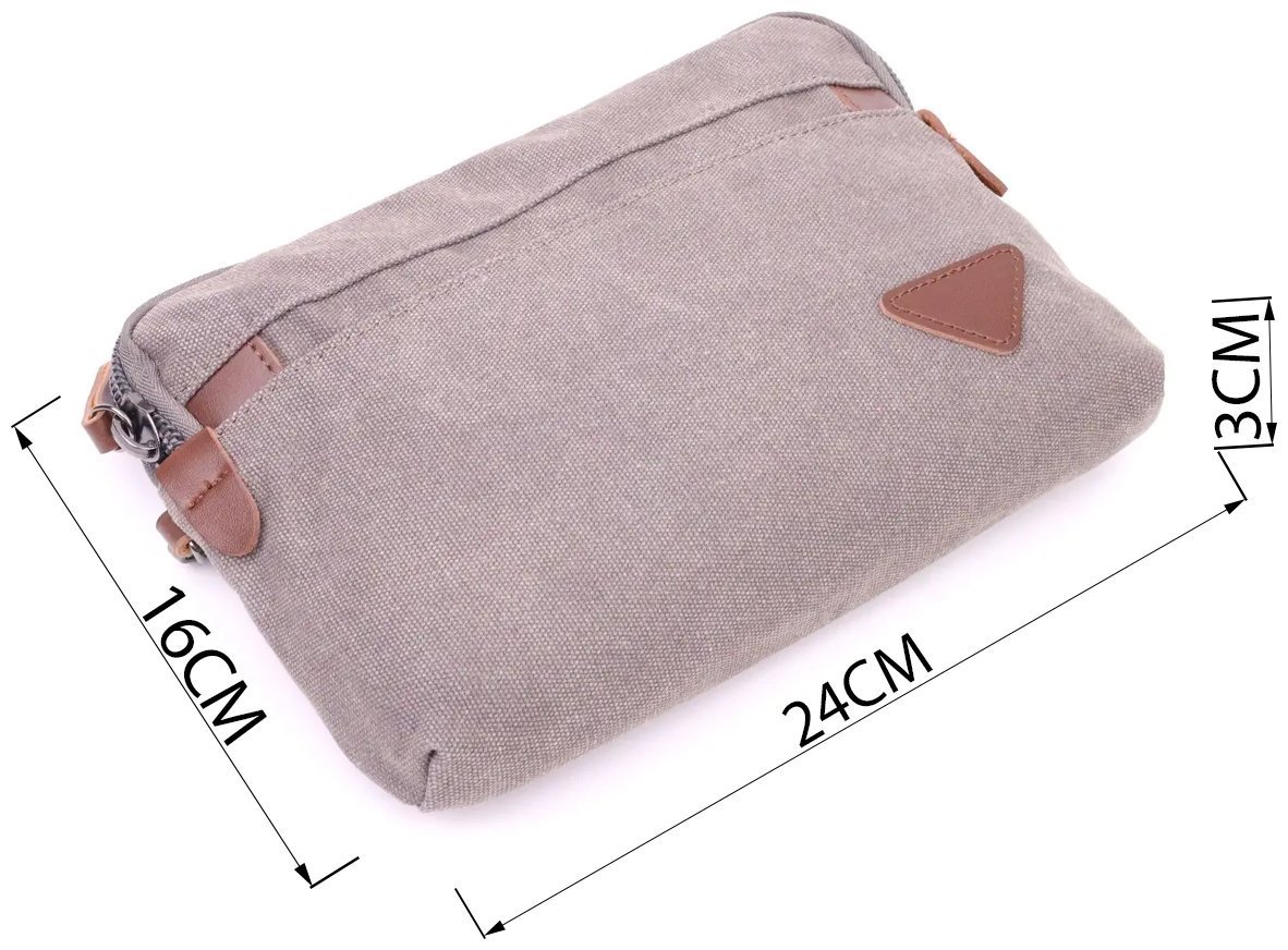 Серый мужской клатч из текстиля с запястным ремешком Vintage