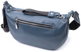 Женская сумка через плечо с бегунком-брелоком из кожи Vintage 22617 Синяя