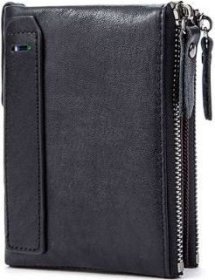 Чорний гаманець подвійного складання з натуральної шкіри Vintage (2414941)