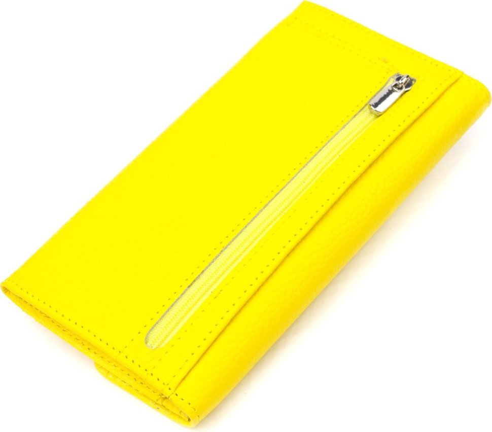 Желтый женский кошелек из натуральной кожи флотар с клапаном CANPELLINI (2421697)