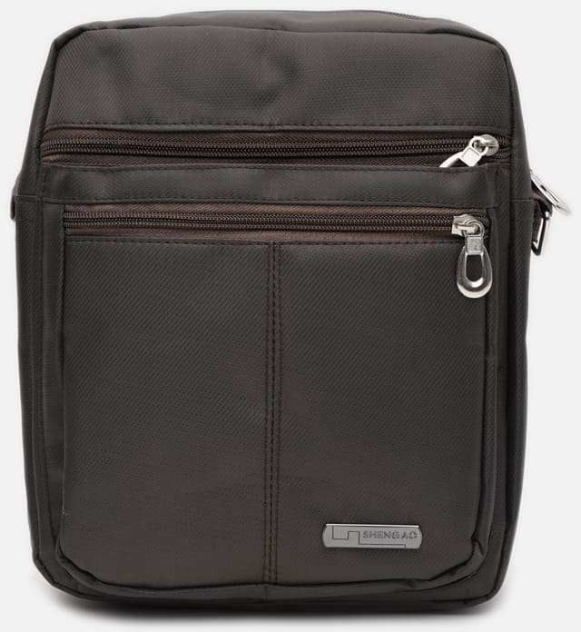 Mужская текстильная сумка-планшет коричневого цвета на одну молнию Monsen (21895)