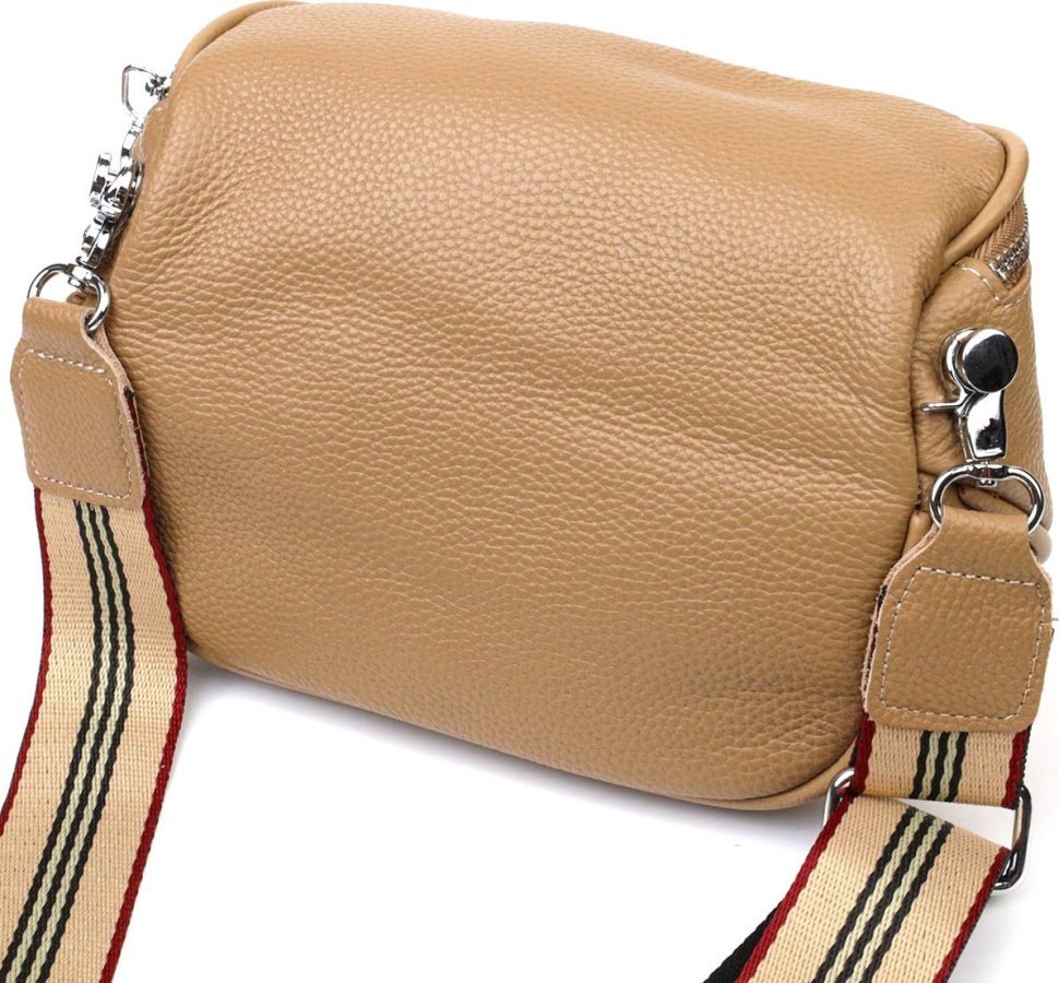 Жіноча сумка через плече з натуральної шкіри бежевого кольору Vintage (2422111)