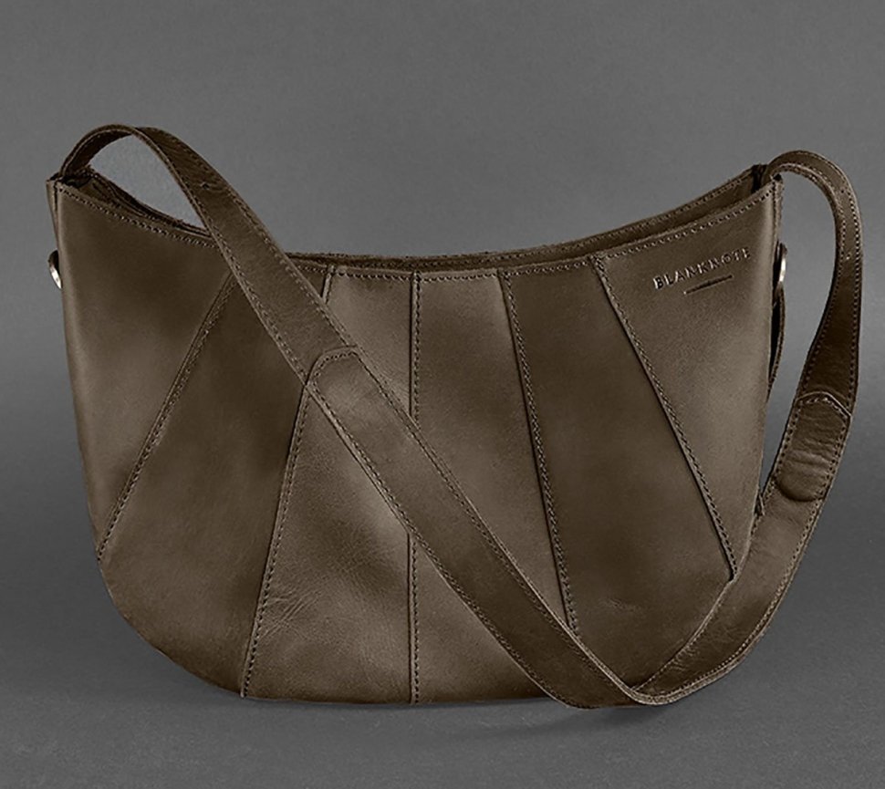 Темно-коричневая сумка на плечо из натуральной кожи BlankNote Круассан (12650)