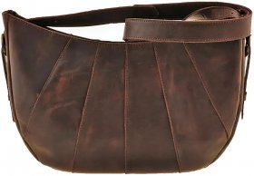 Темно-коричневая сумка на плечо из натуральной кожи BlankNote Круассан (12650)