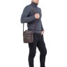 Кожаная сумка-барсетка для мужчин коричневого цвета с дополнительной ручкой HD Leather (15921) - 2