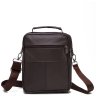 Шкіряна сумка-барсетка для чоловіків коричневого кольору з додатковою ручкою HD Leather (15921) - 4