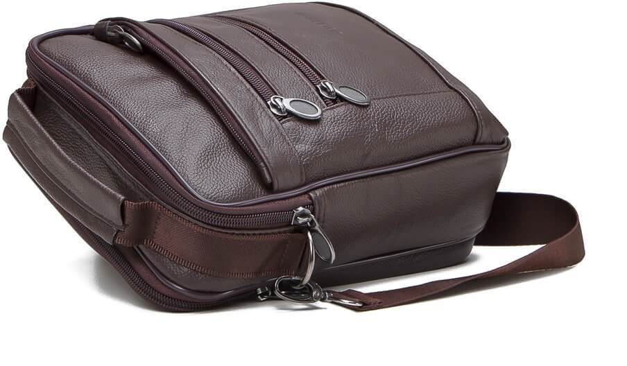 Шкіряна сумка-барсетка для чоловіків коричневого кольору з додатковою ручкою HD Leather (15921)