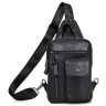 Мужская кожаная сумка-рюкзак черного цвета на две молнии Tiding Bag (15888) - 2