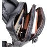 Чоловіча шкіряна сумка-рюкзак чорного кольору на дві блискавки Tiding Bag (15888) - 5