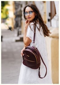 Вертикальный мини-рюкзак цвета марсала из натуральной кожи BlankNote Kylie (12839)
