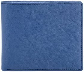 Чоловічий гаманець із натуральної шкіри із саф'яновою текстурою без застібки Smith & Canova 93861 Синьо-чорного кольору