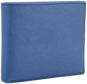 Чоловічий гаманець із натуральної шкіри із саф'яновою текстурою без застібки Smith & Canova 93861 Синьо-чорного кольору