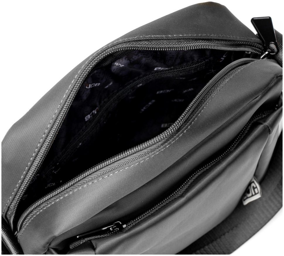 Вместительная мужская сумка из прочного текстиля через плечо JCB B31 черного цвета 93961 modnotak фото №5
