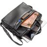 Черная мужская сумка для ноутбука из фактурной кожи на молниевой застежке SHVIGEL (11110) - 3