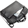 Чорна чоловіча сумка для ноутбука з фактурної шкіри на блискавковій застібці SHVIGEL (11110) - 5