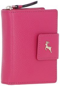 Яркий женский кошелек из натуральной кожи с RFID защитой Ashwood 94461 розового цвета