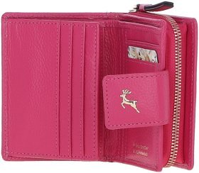 Яркий женский кошелек из натуральной кожи с RFID защитой Ashwood 94461 розового цвета