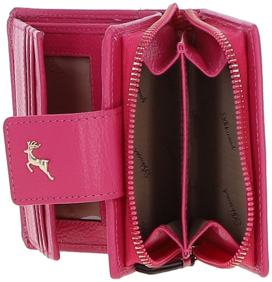 Яркий женский кошелек из натуральной кожи с RFID защитой Ashwood 94461 розового цвета modnotak фото №3