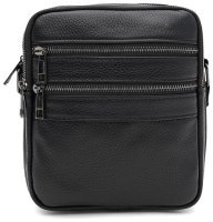 Мужская сумка планшет из натуральной фактурной кожи черного цвета Borsa Leather 104561