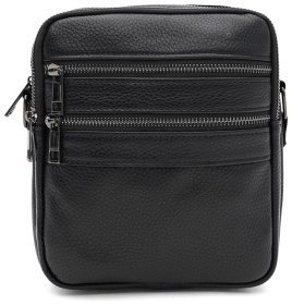 Чоловіча сумка планшет із натуральної фактурної шкіри чорного кольору Borsa Leather 104561