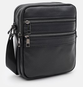 Чоловіча сумка планшет із натуральної фактурної шкіри чорного кольору Borsa Leather 104561