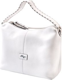 Біла жіноча сумка з натуральної шкіри на дві блискавки KARYA (2420847)
