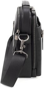 Чоловіча шкіряна сумка-барсетка з ручкою та плечовим ременем Leather Collection 94561 чорного кольору