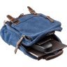 Модна текстильна сумка-рюкзак синього кольору на одне плече Vintage (20139) - 3