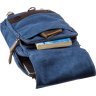 Модна текстильна сумка-рюкзак синього кольору на одне плече Vintage (20139) - 5