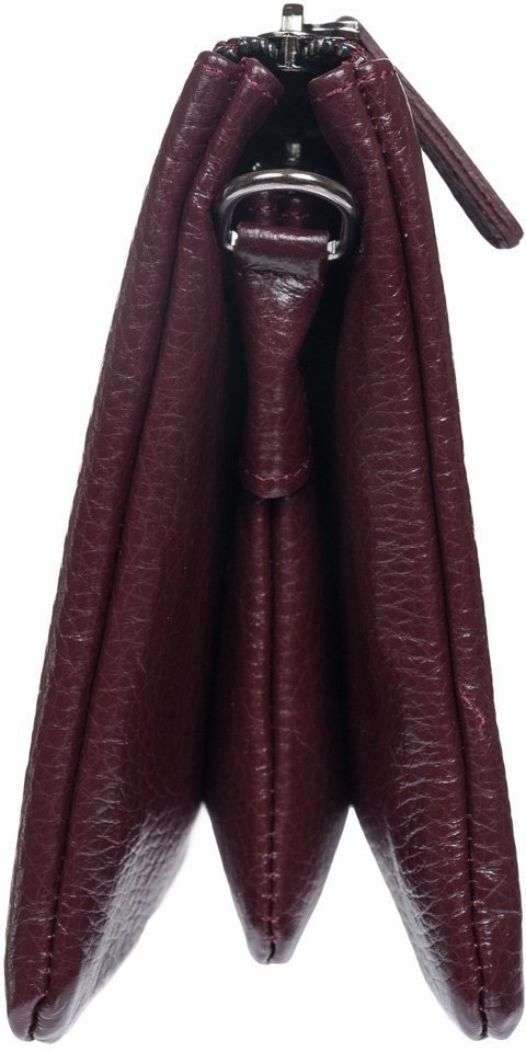 Бордовый женский клатч из натуральной кожи на молнии Desisan (19169)