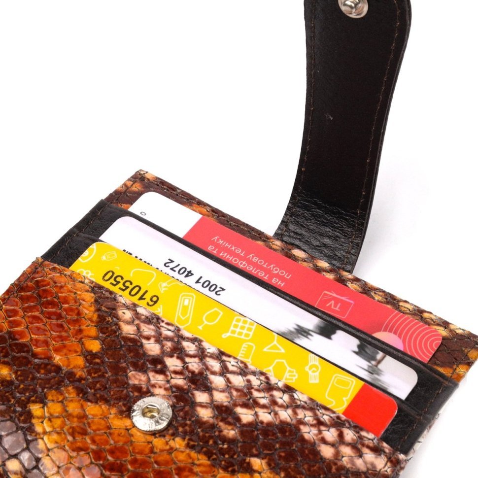Разноцветный маленький женский кошелек из натуральной кожи с фактурой под змею KARYA (2420947)