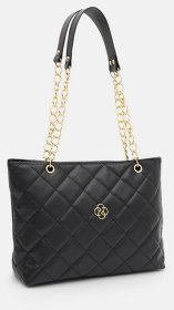 Містка жіноча сумка з міцної екошкіри Monsen 94661 чорного кольору