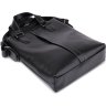 Кожаная мужская деловая сумка черного цвета с ручками Shvigel (11287) - 4