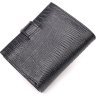 Стильное лаковое мужское портмоне из фактурной кожи черного цвета KARYA (2421047) - 2