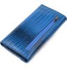 Синій жіночий гаманець із натуральної шкіри з тисненням під рептилію KARYA (2421147) - 2
