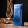 Синій жіночий гаманець із натуральної шкіри з тисненням під рептилію KARYA (2421147) - 8