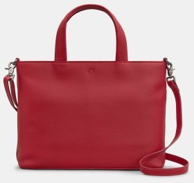 Деловая женская сумка из натуральной фактурной кожи с ручками Yoshi Y26 красного цвета 95461