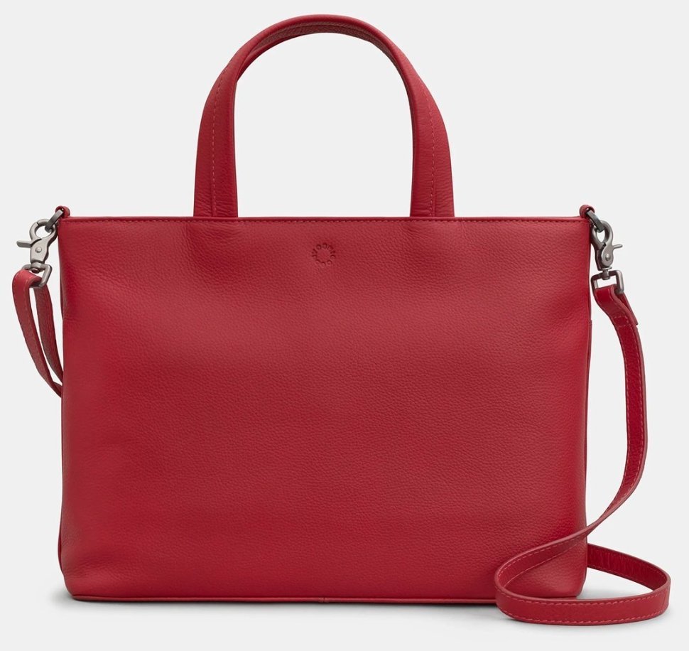 Деловая женская сумка из натуральной фактурной кожи с ручками Yoshi Y26 красного цвета 95461 modnotak фото №1