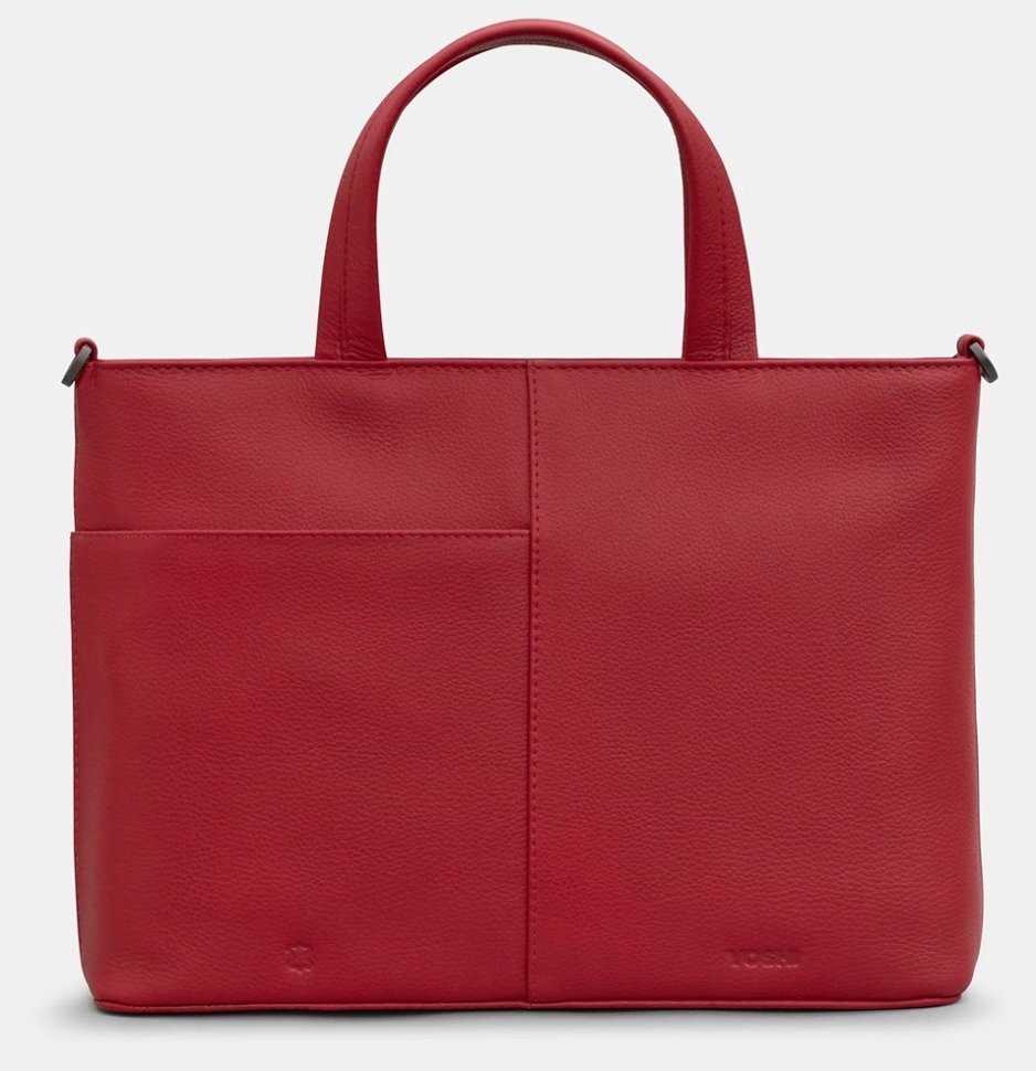 Деловая женская сумка из натуральной фактурной кожи с ручками Yoshi Y26 красного цвета 95461 modnotak фото №2