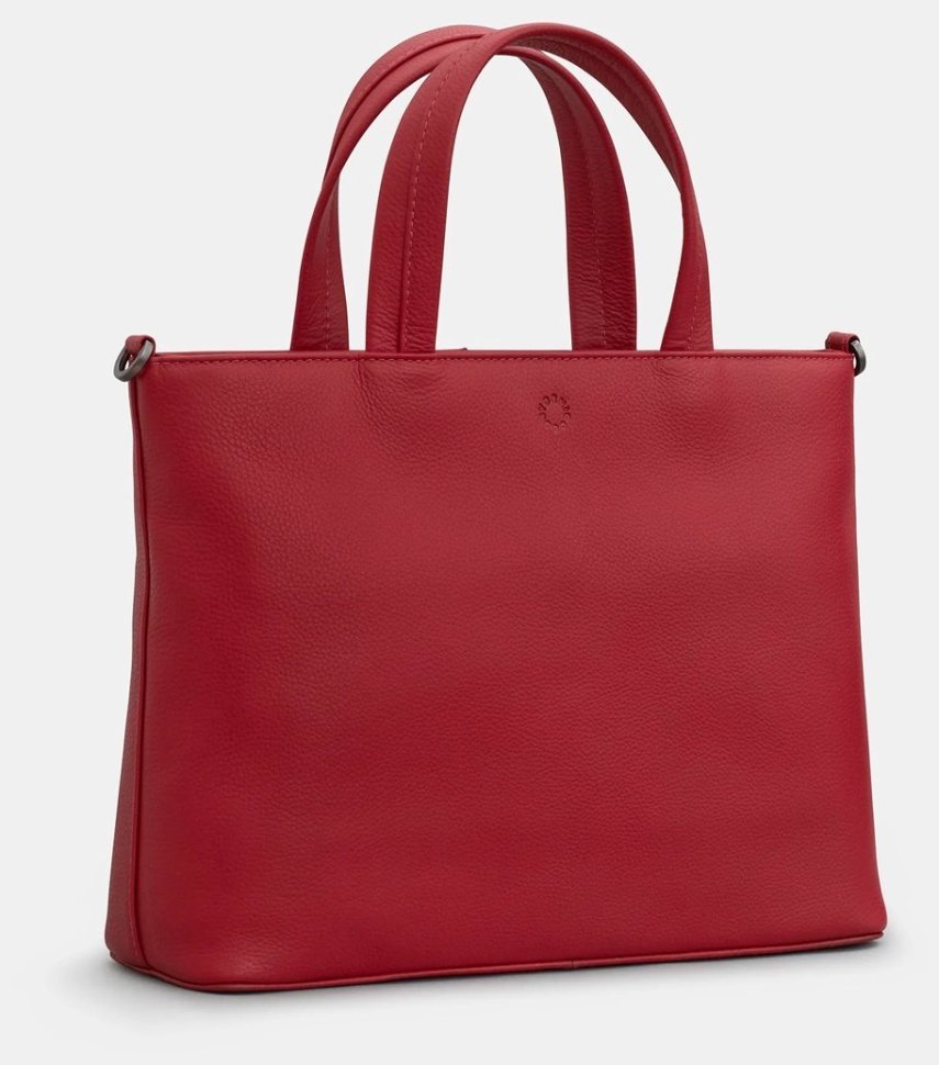 Деловая женская сумка из натуральной фактурной кожи с ручками Yoshi Y26 красного цвета 95461 modnotak фото №3