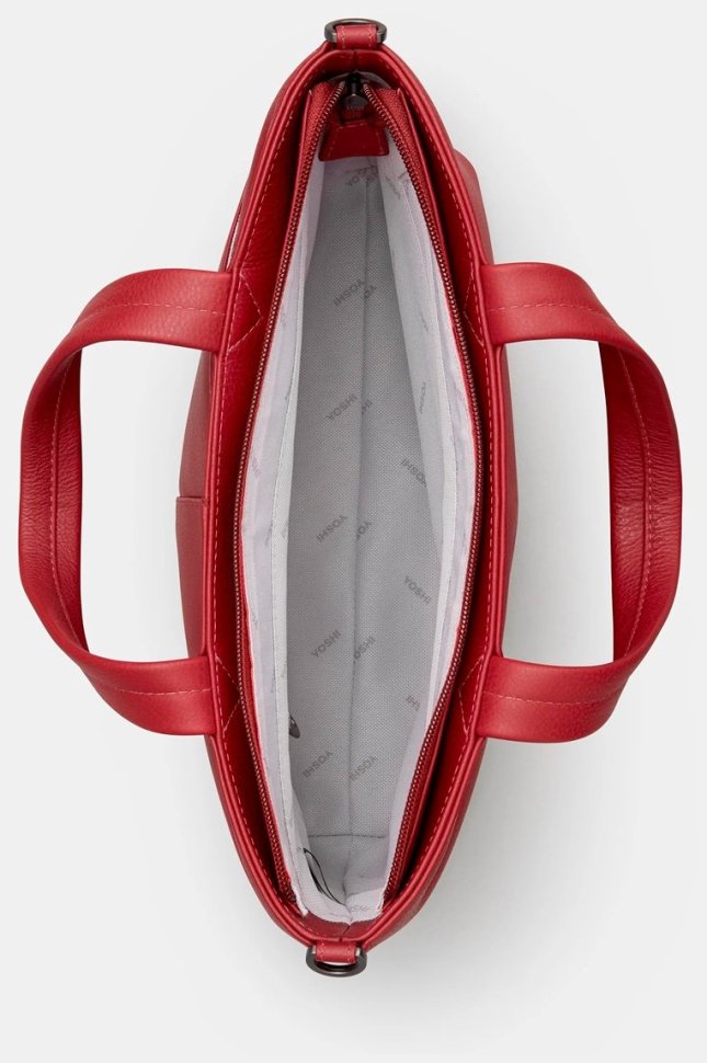 Деловая женская сумка из натуральной фактурной кожи с ручками Yoshi Y26 красного цвета 95461 modnotak фото №4