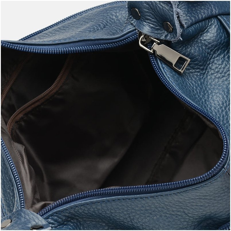 Жіноча шкіряна сумка синього кольору на плече Keizer 65761