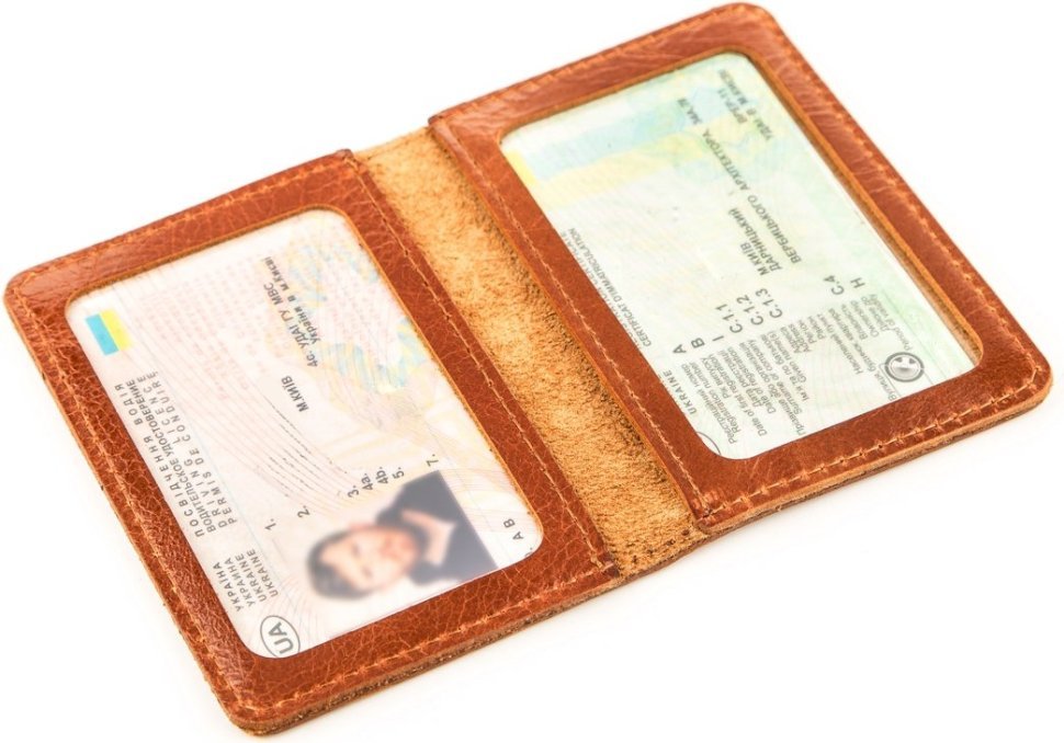Руда шкіряна обкладинка під права та ID-паспорт Shvigel (2413928)